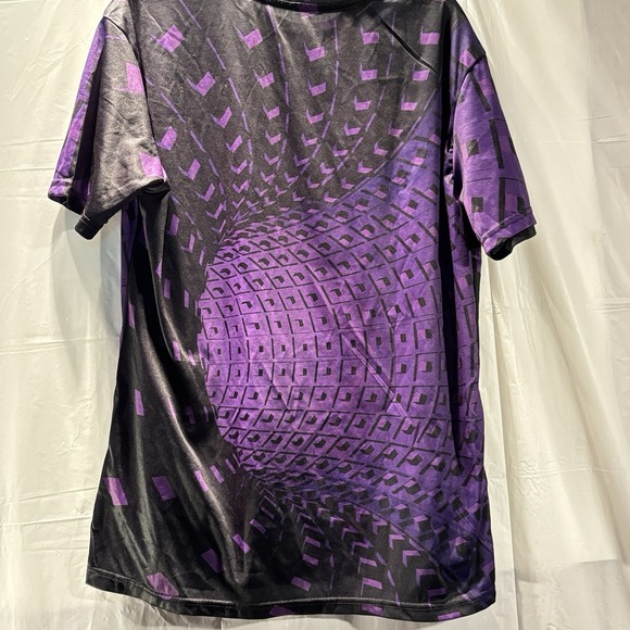 Unbranded Purple Jersey Geometric shapes squares Optical Illusion Shirt XL Norah - Picture 2 of 9